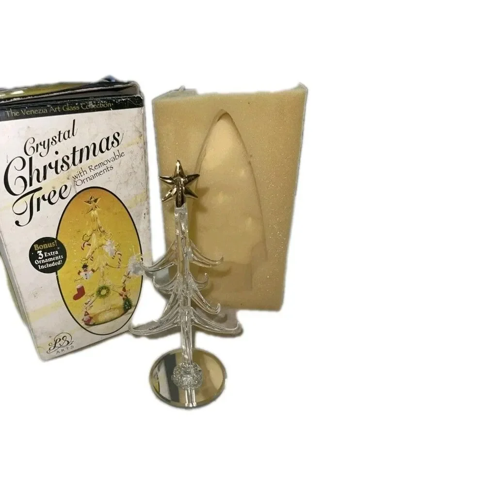 Crystal Christmas Tree NIB With Removable Ornaments Venesia Art Glass Collection - Picture 2 of 6